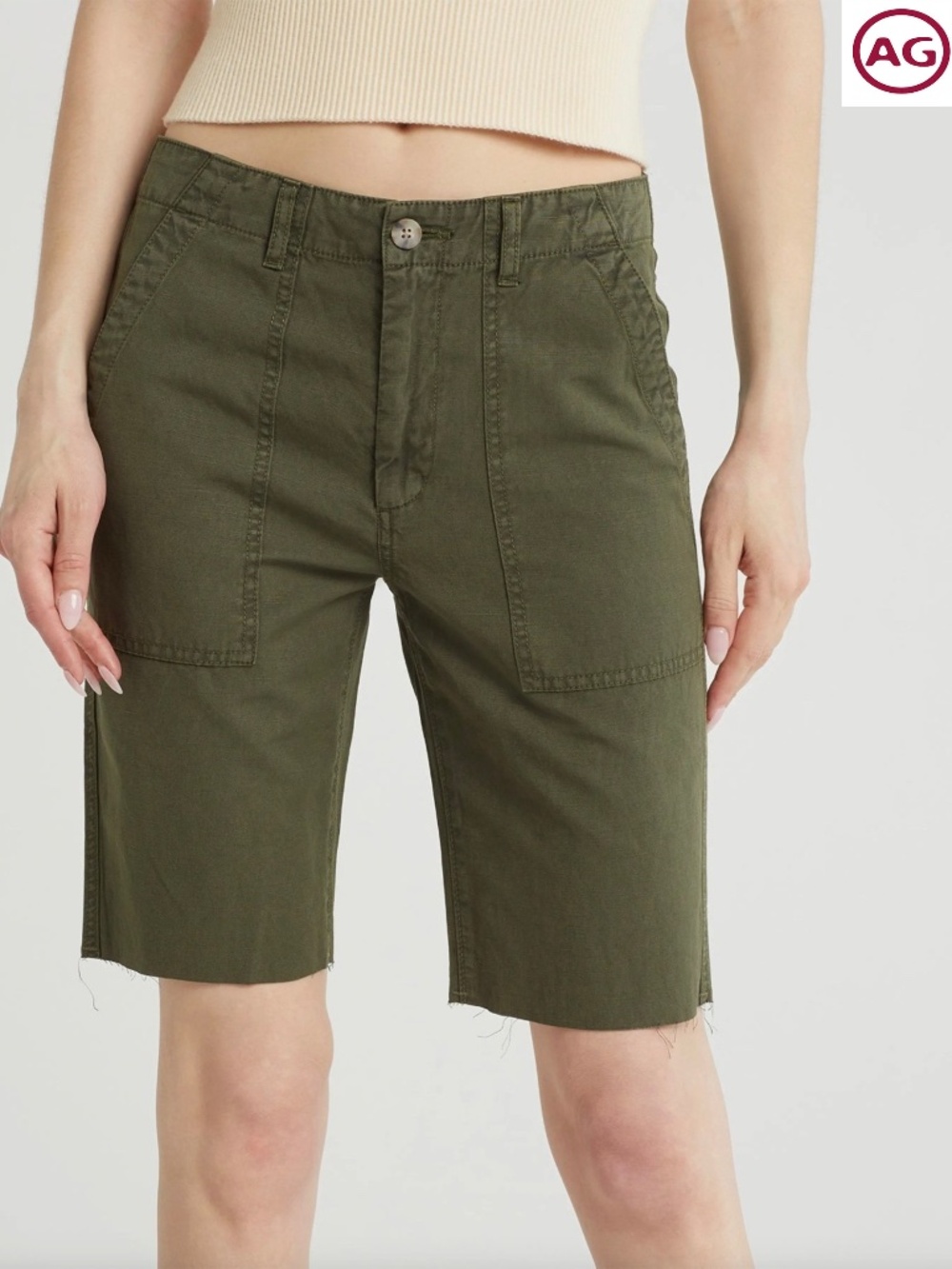 AG ADRIANO GOLDSCHMIED NWT WES SULFUR DESERT PINE COTTON/LINEN SHORT. SIZE 25